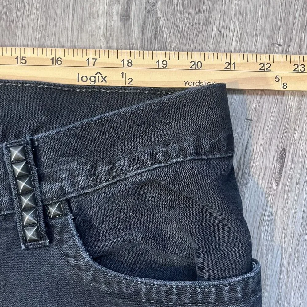 True Religion Mens 40x33 Black Denim Coin Pocket Straight Leg Jeans Rivets